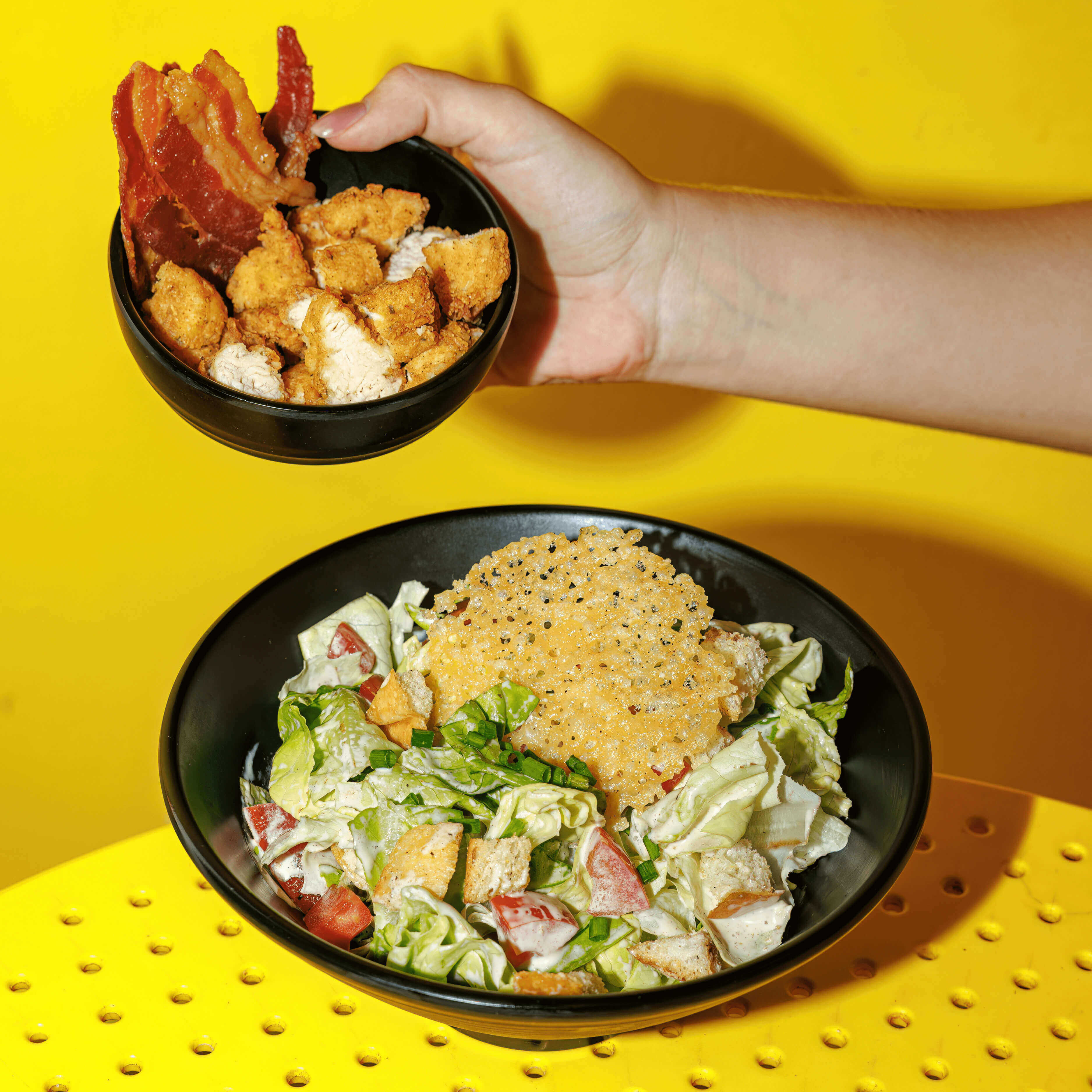 Chicken nuggets and salad